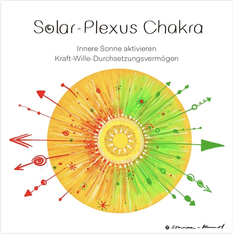 Gemaltes Solar-Plexus-Chakra in Gelb, Orange und Grün
