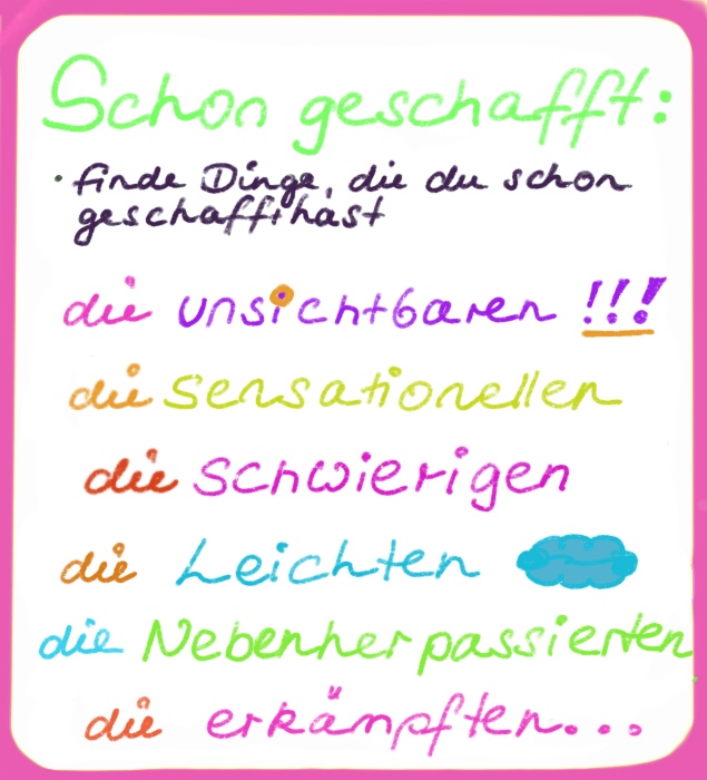 Dinge sammeln, die man im Leben bereits geschafft hat